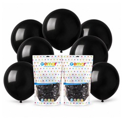 Balony Pastelowe Lateksowe Czarne Na Urodziny Dekoracja GEMAR 19" 50 szt.