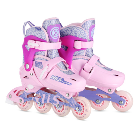 Rolki Regulowane Łyżworolki Rekreacyjne Dziecięce Różowe Nils Extreme