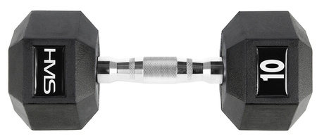 HMS Ciężarek Hantla Hexagonalna Gumowana Do Ćwiczeń Treningu 10 kg