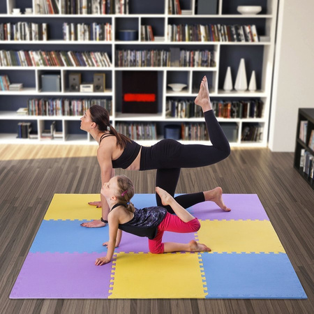 Mata Puzzle Pod Sprzęt Do Ćwiczeń Fitness Ochronna Uniwersalna 60x60cm 9el.