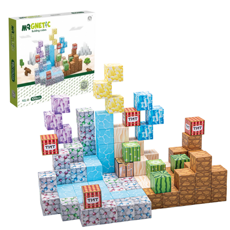 Klocki Magnetyczne Konstrukcyjne Zestaw 100 Elementów Edukacyjne Dla Dzieci