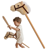Hobby Horse Konik Na Patyku Kiju Do Skakania Z Grzywą Beżowy MAMABRUM