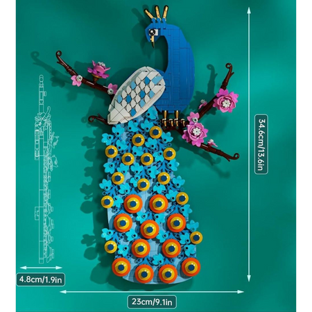 Zestaw Klocki Konstrukcyjne Paw Z Kwiatami 690 Elementów MOULD KING