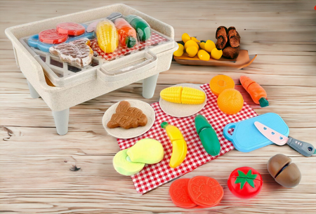 Mini Grill Zabawka Dla Dzieci 29 Elementów Sztućce + Akcesoria Spożywcze