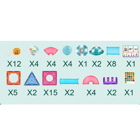 Klocki Magnetyczne Konstrukcyjne Świecący Tor Zestaw Dla Dzieci 65 el.