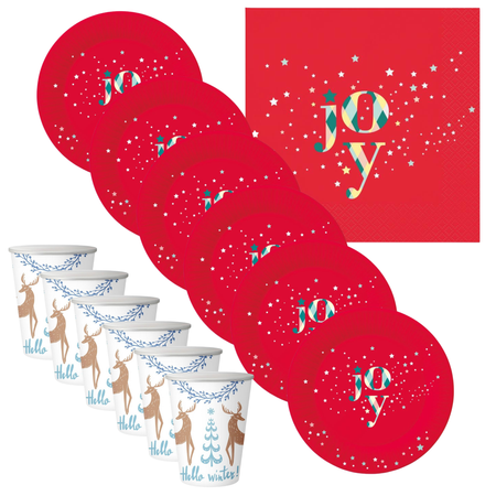 6xKubeczki 250 ml + 6xTalerzyki + 20xSerwetki Zastawa Stołowa Na Święta