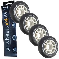 Kółka Do Łyżworolek Kauczukowe Zestaw 4 szt. Czarne Matowe 76 mm NILS