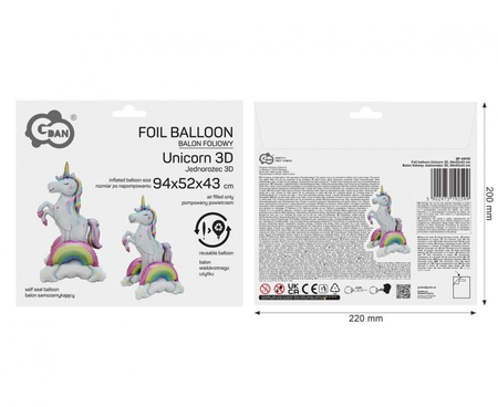 Balony Foliowe Jednorożce Dla Dziewczynki Na Urodziny GODAN Zestaw 3 szt.