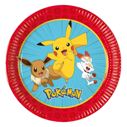 Talerzyki Papierowe Ozdobne Na Przyjęcie Dla Dziecka 20 cm Pokemon 8 szt.