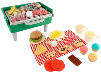 Mini Grill Dla Dzieci 36 Elementów Sztućce + Akcesoria Spożywcze	