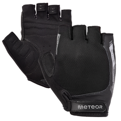 Rękawiczki Rowerowe Kolarskie Krótkie Na Rzep Bez Palców Czarne METEOR