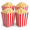Pudełko Na Popcorn Kubełek Pojemnik Na Przekąski Czerwono-Białe Paski 4szt.