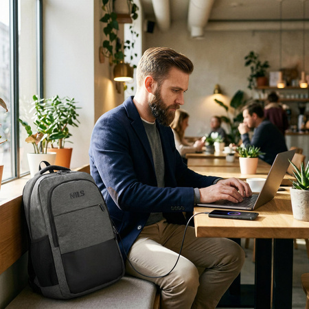 Plecak Miejski Turystyczny Trekkingowy Sportowy Z Miejscem Na Laptopa USB 18 L NILS