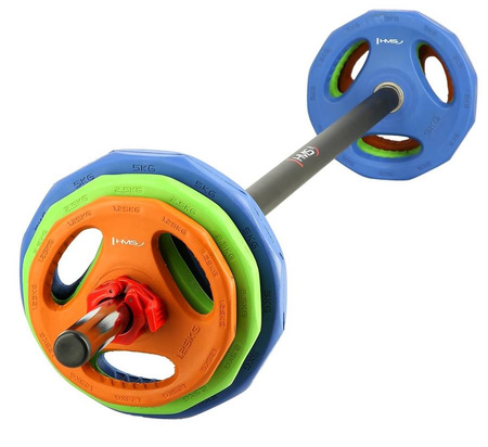 Sztanga + Obciążenia Zestaw Do Treningu Siłowego Pump Ćwiczeń 20 kg HMS