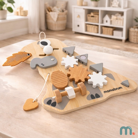 Tablica Manipulacyjna Sensoryczna Montessori Edukacyjna Dinozaur 10w1