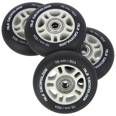 Kółka Do Rolek Kauczukowe 76mm Zestaw 8 szt. + Łożyska ABEC-9 Czarne Matowe