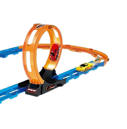 Tor Wyścigowy Samochodowy Pull Back Dla Dzieci 370 cm + 4 Samochody