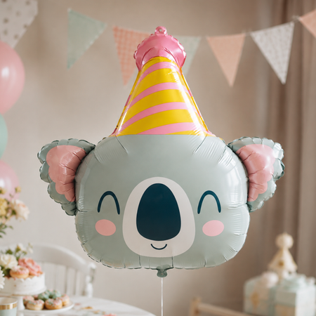 Balon Foliowy Urodzinowa Koala Z Czapeczką Na Przyjęcie Imprezę 50x48 cm