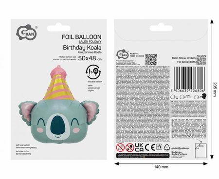Balony Foliowe Na 5 Urodziny Koala Z Czapeczką + Gwiazda + Cyfra 3 szt.