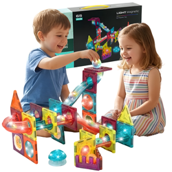 Klocki Magnetyczne Konstrukcyjne Świecący Tor Zestaw Dla Dzieci 65 el.