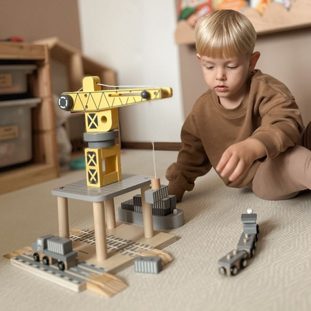 Dźwig Portowy Ruchomy Z Magnetyczną Wciągarką Zabawka Edukacyjna Dla Dzieci