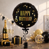 Balon Foliowy Dekoracyjny Imprezowy Na Urodziny Happy Birthday Czarny 18"