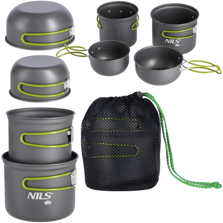 NILS Menażka Turystyczna Harcerska Wojskowa 2 Garnki + 2 Miski Patelnie