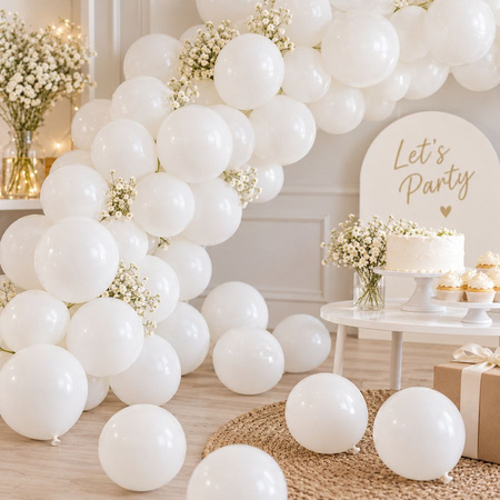 Balony Białe Klasyczne Pastelowe Lateksowe Na Wesele Komunię 5" 200 szt.