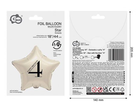 Balony Foliowe Na 40 Urodziny Przyjęcie Imprezę Gwiazdy Kremowe GODAN 18"