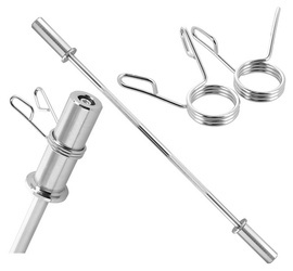 Gryf Olimpijski Prosty Stalowy Sztanga 120 cm + Zaciski Sprężynowe HMS