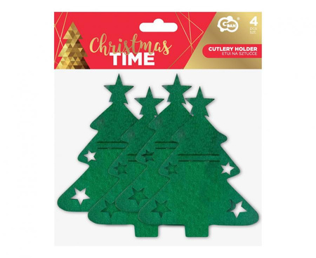 Etui Na Sztućce Świąteczne Pokrowiec Choinka Na Boże Narodzenie 12 szt.