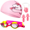 Zestaw Pływacki Do Na Basen Okularki ANTI-FOG + Czepek Unicorn + Zatyczki Do Uszu
