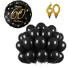 Balony Klasyczne Czarne 12" + Balon Foliowy 18" Na 60 Urodziny + Świeczka