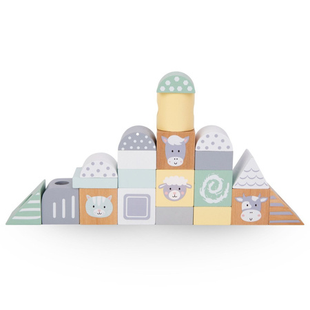 Pociąg Kolejka Drewniana Z Klockami Farma Zabawka Edukacyjna Dla Dziecka