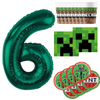 Kubeczki 8 szt + Talerzyki 8 szt + Serwetki Minecraft + Balon Cyfra 6 85 cm