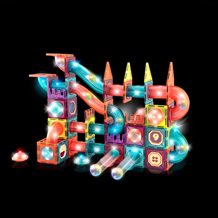 Klocki Magnetyczne Konstrukcyjne Świecący Tor Zestaw Dla Dzieci 140 el.