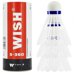 Lotki Do Gry W Badmintona Nylonowe Białe WISH Komplet 3 szt.