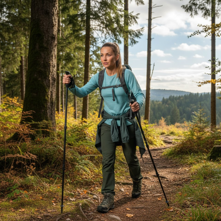 Kije Trekkingowe Regulowane Składane W Góry Turystyczne 105-135 cm SPOKEY