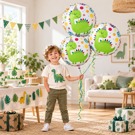 Balony Foliowe Dekoracyjne Imprezowe Na Urodziny Dinozaury Zestaw 3szt. 18"