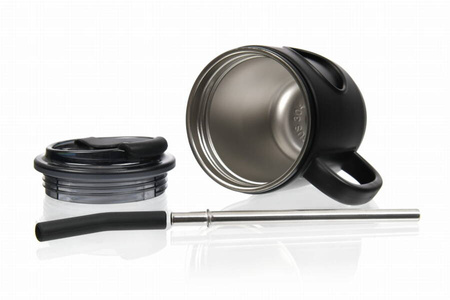 CASNO Kubek Termiczny Turystyczny Próżniowy Stalowy Ze Słomką 450 ml