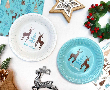 Talerzyki Papierowe Dekoracja Na Święta Boże Narodzenie 18 cm - 6 szt.