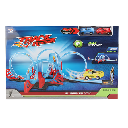 Tor Wyścigowy Samochodowy Pull Back Dla Dzieci 680 cm + 2 Samochody TLD