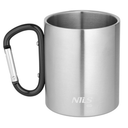 Kubek Turystyczny Stalowy Z Karabińczykiem Podróżny Kempingowy 300 ml NILS