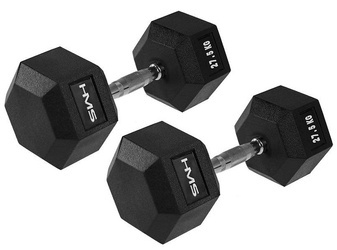HMS Zestaw Hantle Sześciokątne Gumowane Do Ćwiczeń HEX PRO 2x27,5 kg