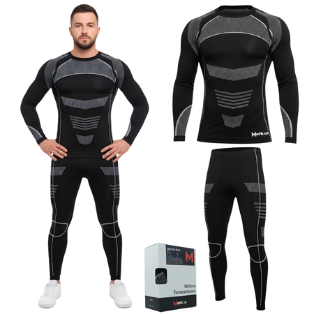 MERKAN Męska Bielizna Termoaktywna Odzież Termiczna Komplet System COOLMAX