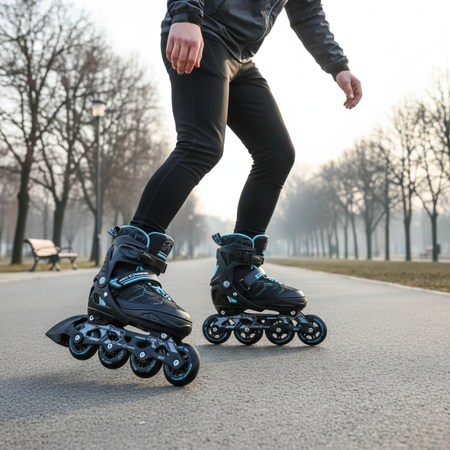 Rolki Regulowane Łyżworolki Czarne Rekreacyjne Kauczukowe Kółka ABEC-7