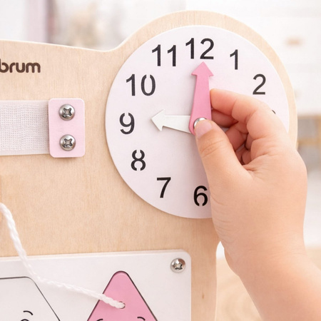 Tablica Manipulacyjna Sensoryczna Montessori Edukacyjna Miś Zegar Labirynt