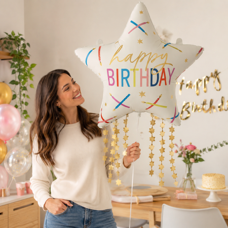 Balon Foliowy Gwiazdka Happy Birthday Na Przyjęcie Imprezę GODAN 56x85 cm