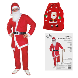 Strój Świętego Mikołaja Kostium Przebranie Gwiazdora + Worek Na Prezenty
