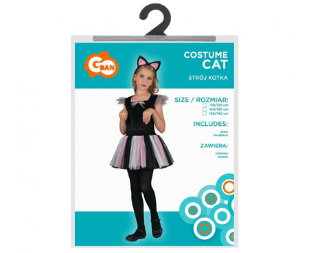 Strój Kostium Kotka Sukienka + Opaska Na Karnawał Halloween Dla Dziecka